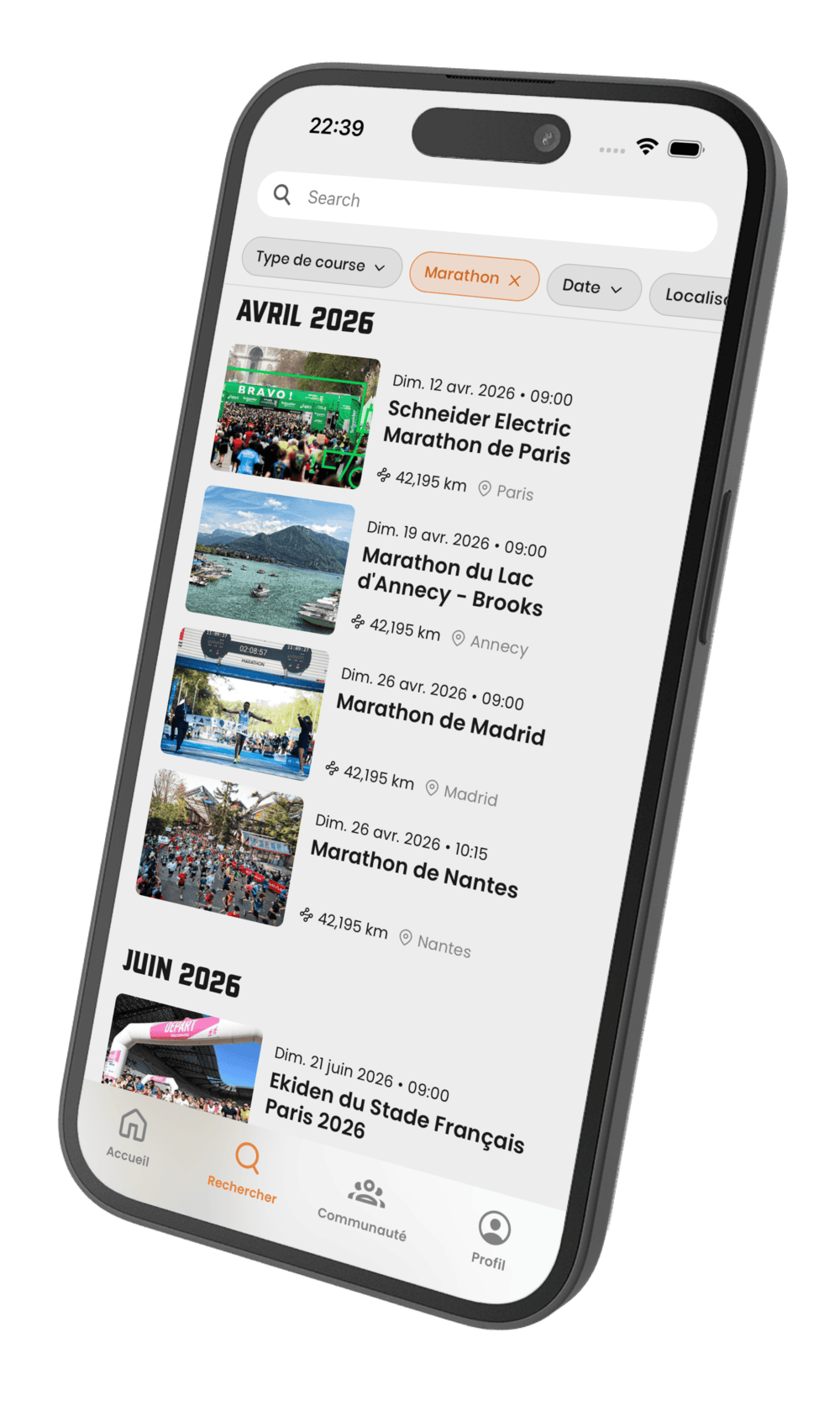 Explorateur de courses